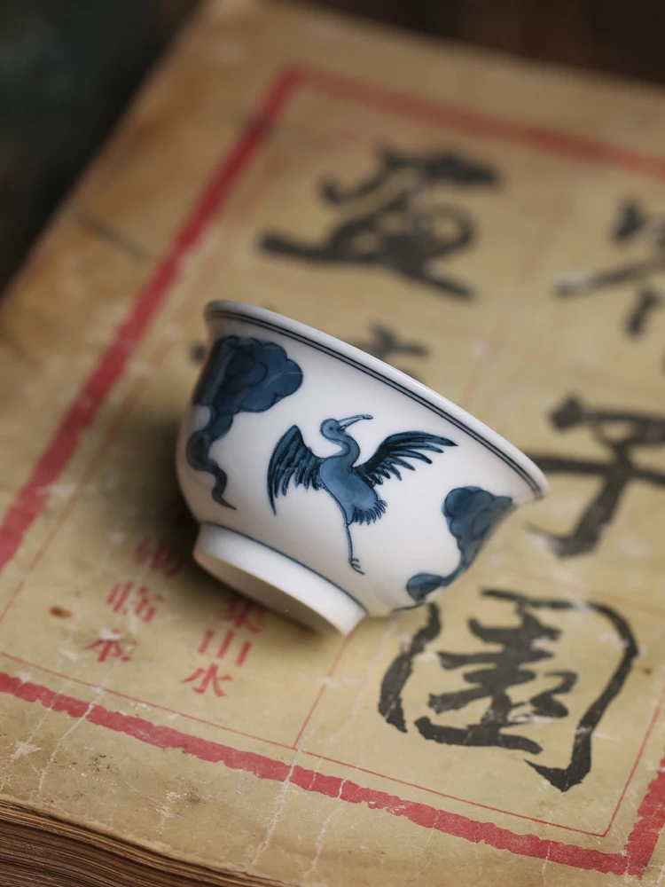 Xianhe Pressed Hand Chaozhou Fengxi Old Goods High Temperature Underglaze Color White Porcelain Gongfu Cup Tea Set Blue