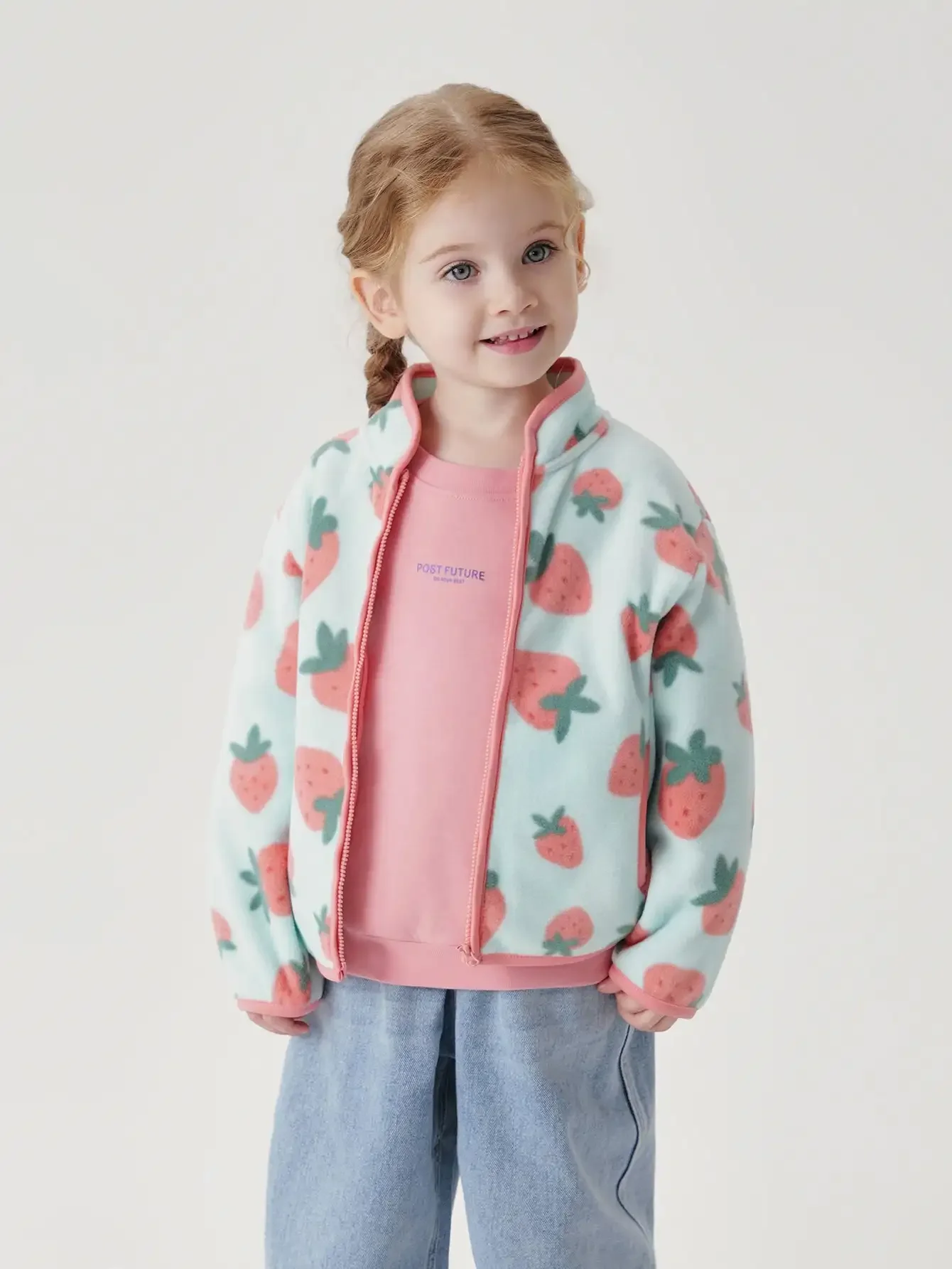 MARC & JANIE Boys Girls Printed Polar Fleece Full-Zip Jacket Outerwear Soft Warm Tops 231323