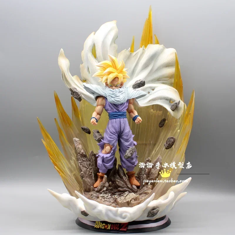 41cm Dragon Ball Sun Gohan Super Saiyan Vs Shahru 1/6 Cape Versio Glow Super Two Anime Figures Model Ornaments Collect Toy Gift