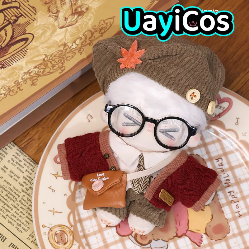 

In Stock 10cm Doll Clothes Autumn Maple leaf Knitted Beret Sweater Coat Satchel Clothing Suit Stuffed Plushies Doll Anime Toy K