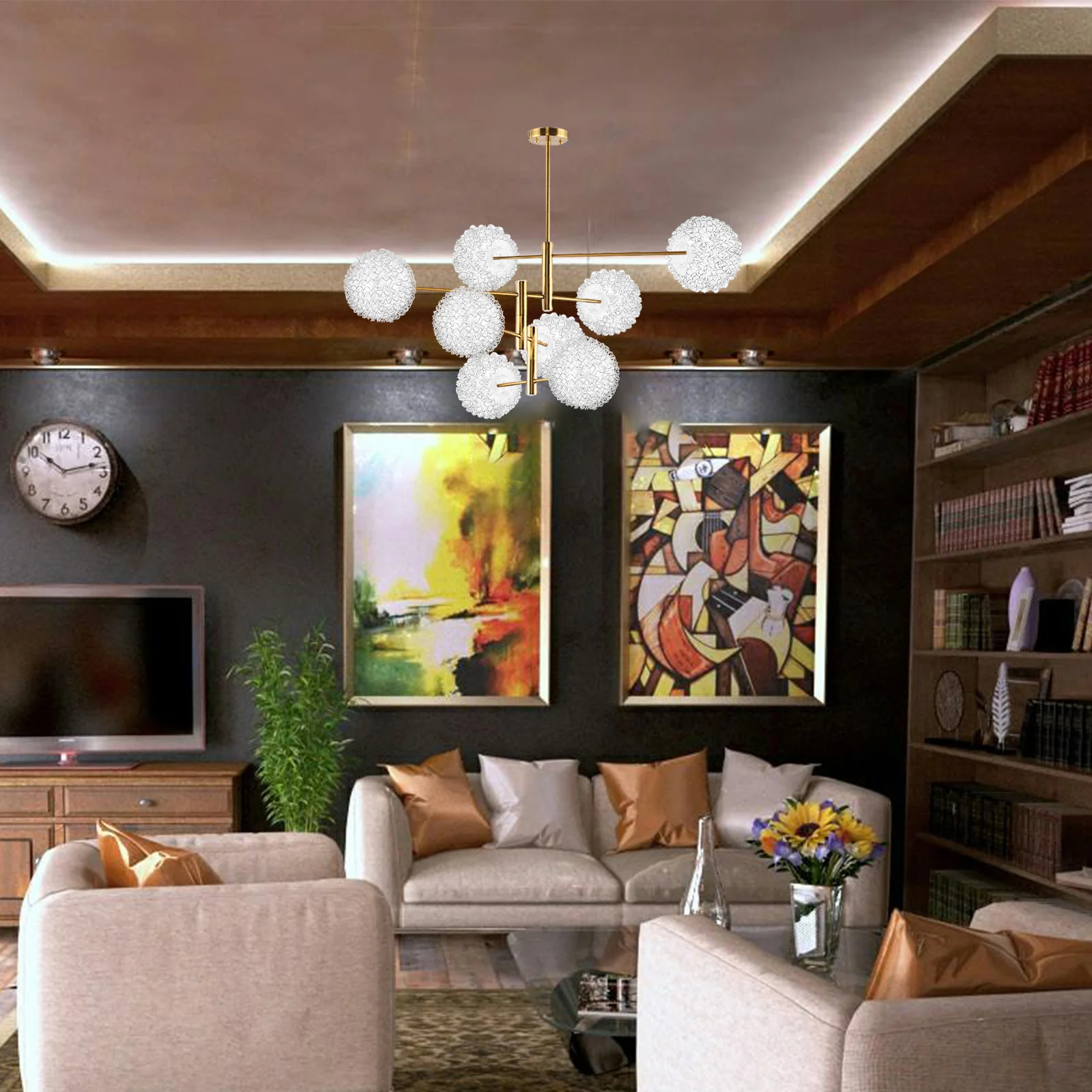 

Стеклянный абажур-шар для лампы, с алюминиевой проволокой, элегантный, текстурированный, для подвесных, потолочных и настольных ламп, сменный стеклянный абажур