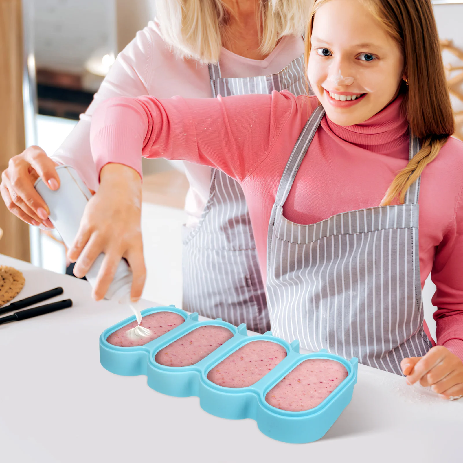 

1Set Silicone Ice Cream Molds Maker Easy Release DIY Mold for and Adults Ice Cream Molds