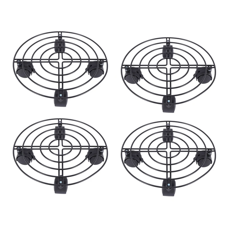 العلبة على عجلات للداخلية والخارجية ، حامل معدني للنباتات ، اناء للزهور ، أدوات المنزل والحديقة ، 4 قطعة