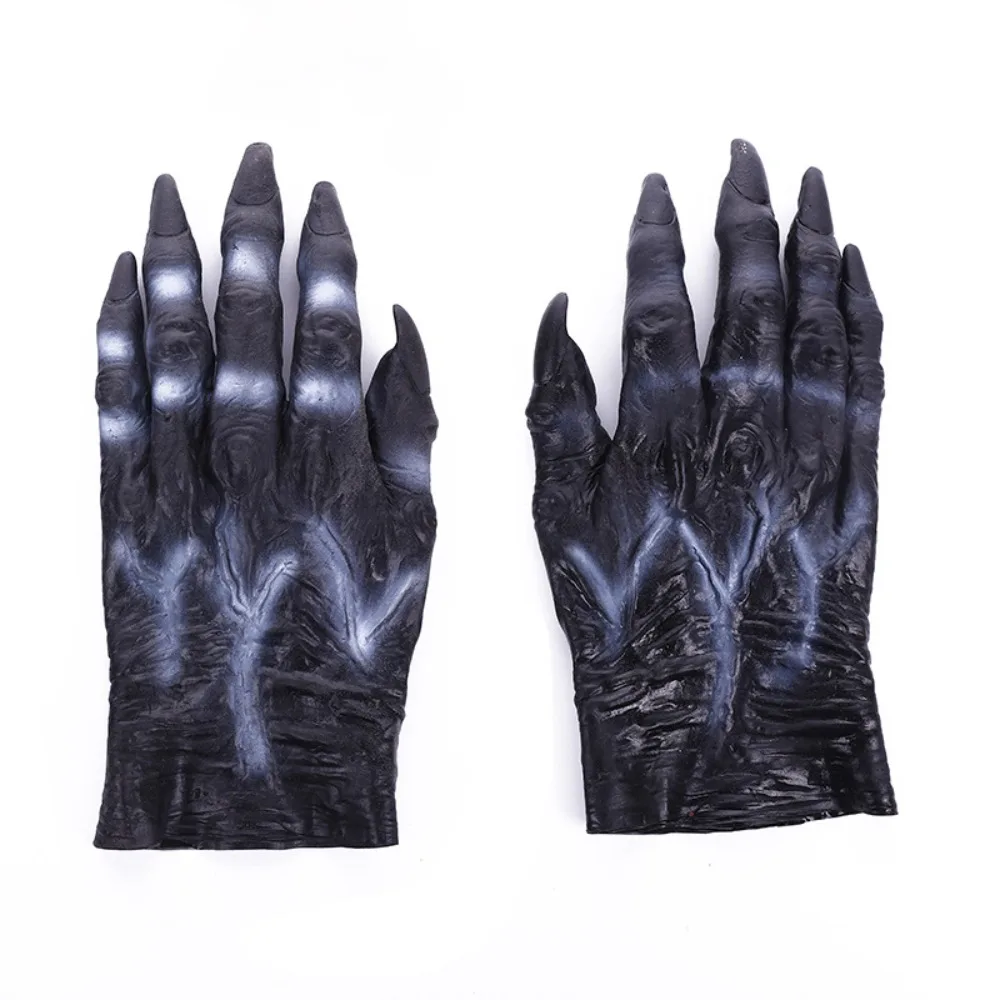 Creative Simulated Halloween Cosplay Gloves Plush Waterproof Werewolf Vinyl Gloves Terrifying Werewolf Makeup Party Props Women