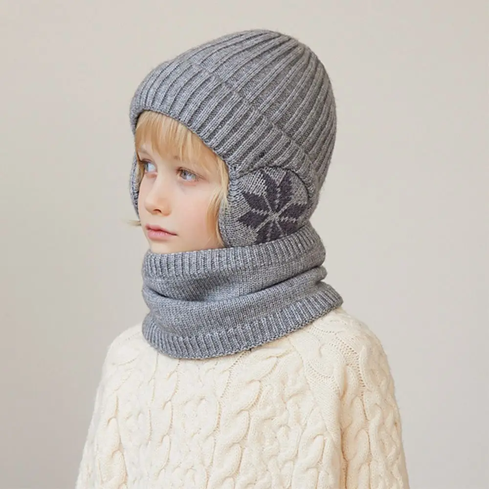 2 pz/set Protezione Per Le Orecchie Per Bambini Cappello Sciarpa Set Caldo In Pile Lavorato A Maglia Sciarpa Cap Antivento Casual Per Bambini Beanie Caps Delle Ragazze Dei Ragazzi