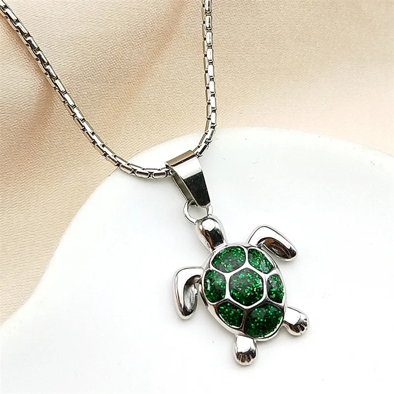 السلاحف البحرية الفولاذ المقاوم للصدأ القلائد للنساء الرجال الذهب اللون الجمالية المحيط نمط الهيب هوب سلسلة بدلاية مجوهرات اكسسوارات