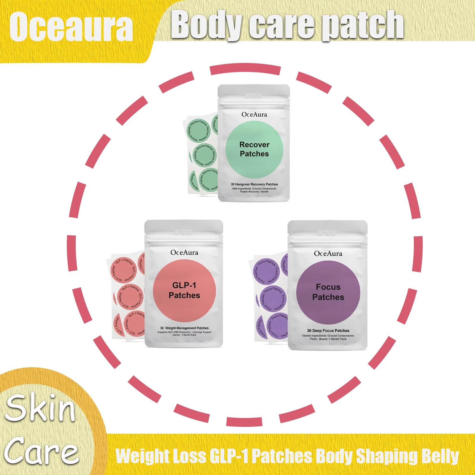 

30 шт., пластыри для похудения GLP-1, коррекция фигуры, сжигание жира на животе, улучшение контроля желудка, контроль веса, наклейки для похудения