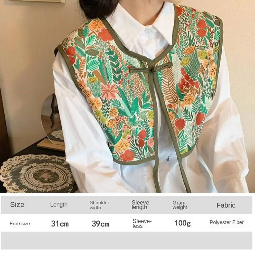 Embroidery Shoulder Wraps Fashion Vintage Detachable Coat Cover Decorating Flower Shawl for Women