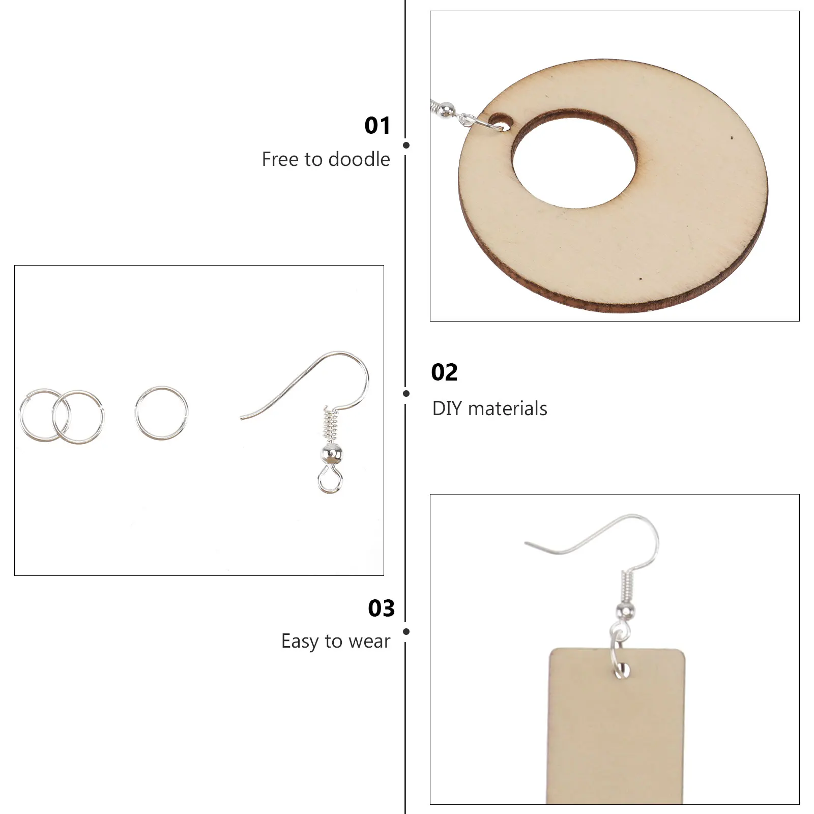 

1 set Wooden Earring Set DIY Blank Wood Drop Dangle Charms Unfinished Jewelry Making Crafts Safe Elegant Gifts
