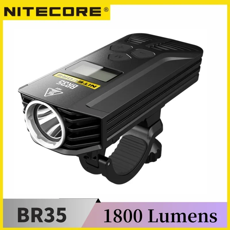 NITECORE-Lampe de vélo aste BR35 1800lumens avec écran OLED à distance pour touristes, batterie intégrée, éclairage de vélo