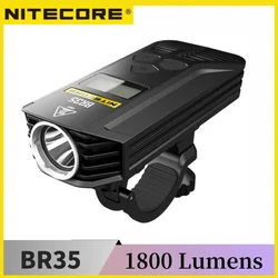 NITECORE-luz BR35 para bicicleta recargable, 1800 lúmenes, con doble haz de distancia, pantalla OLED, batería integrada, luz para ciclismo