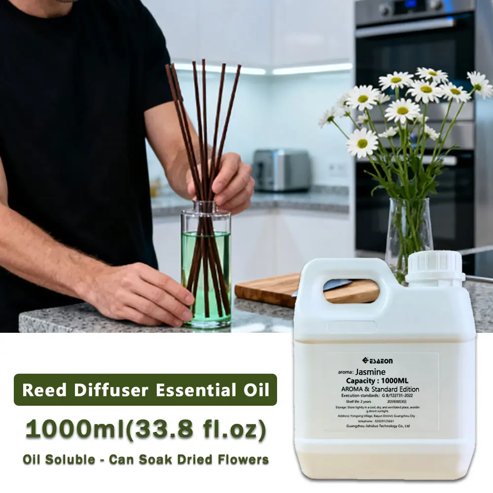 ESAEON 1000ml (33.8 fl.oz) Jasmine/Sage And Sea Salt Essential Oil - For Hotel/Club/Toilet Reed Diffuser & Fireless Aromatherapy