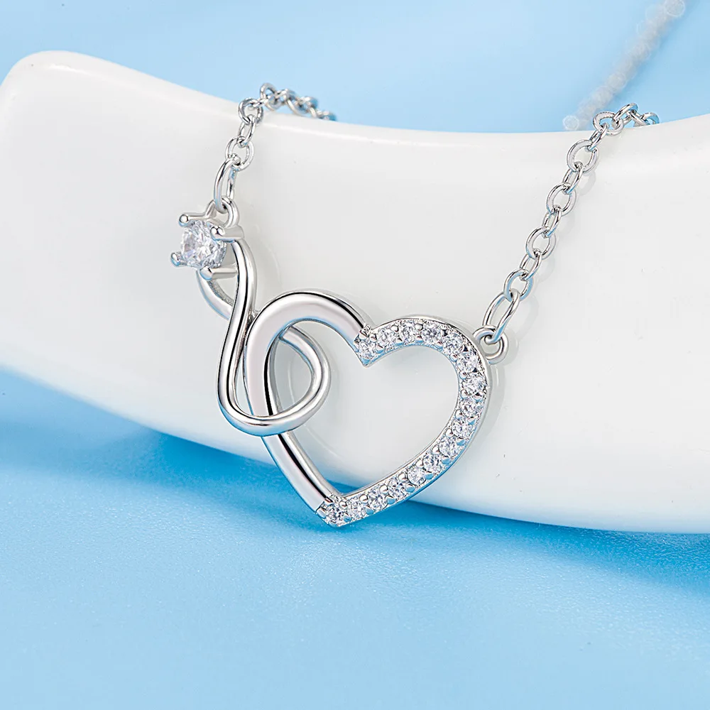 Collares de plata de ley 925 con corazón entrelazado para mujer, joyería de lujo, regalo femenino, artículos de envío gratis, GaaBou