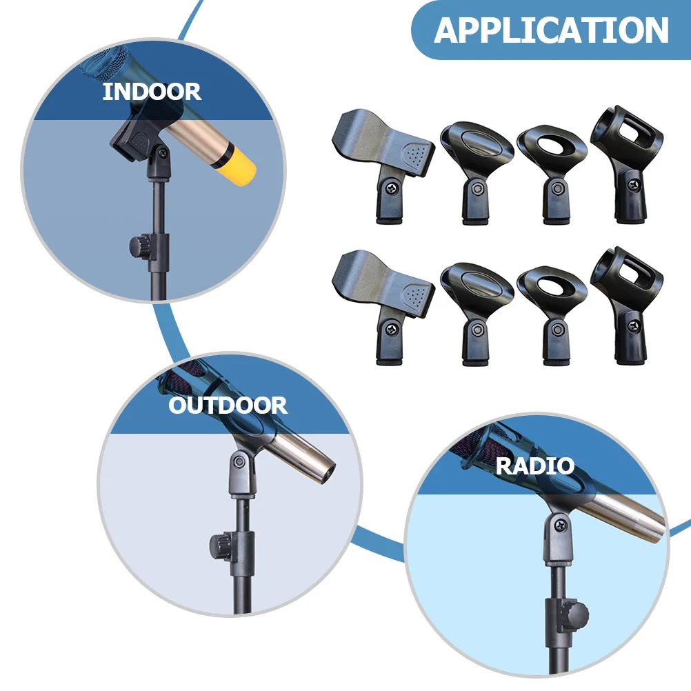 

8pcs Microphone Clip Holder For Handheld Mic Universal Stand Mount Clamp Wireless Microphone Clip For Stage Outdoor Radio Use