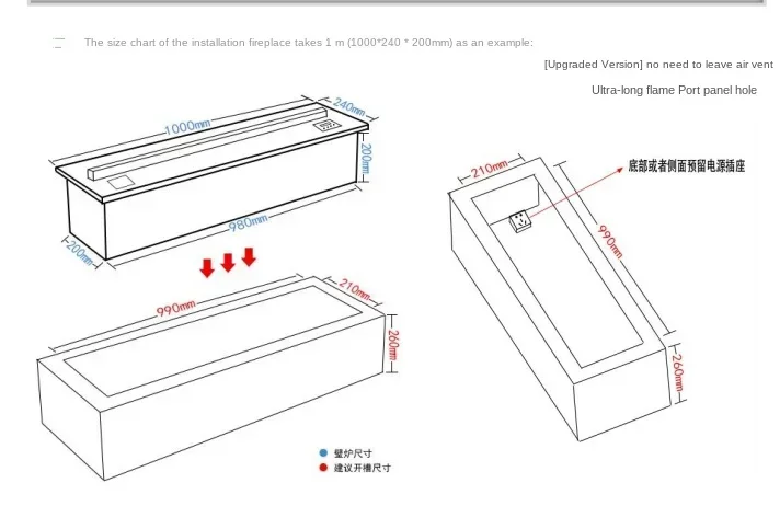 Neue 100 cm Farbe Simulation Flamme Ofen Eingebettet Elektrische Kamin Wohnzimmer Dekoration Elektrische Kamin Dampf Wand Hängen