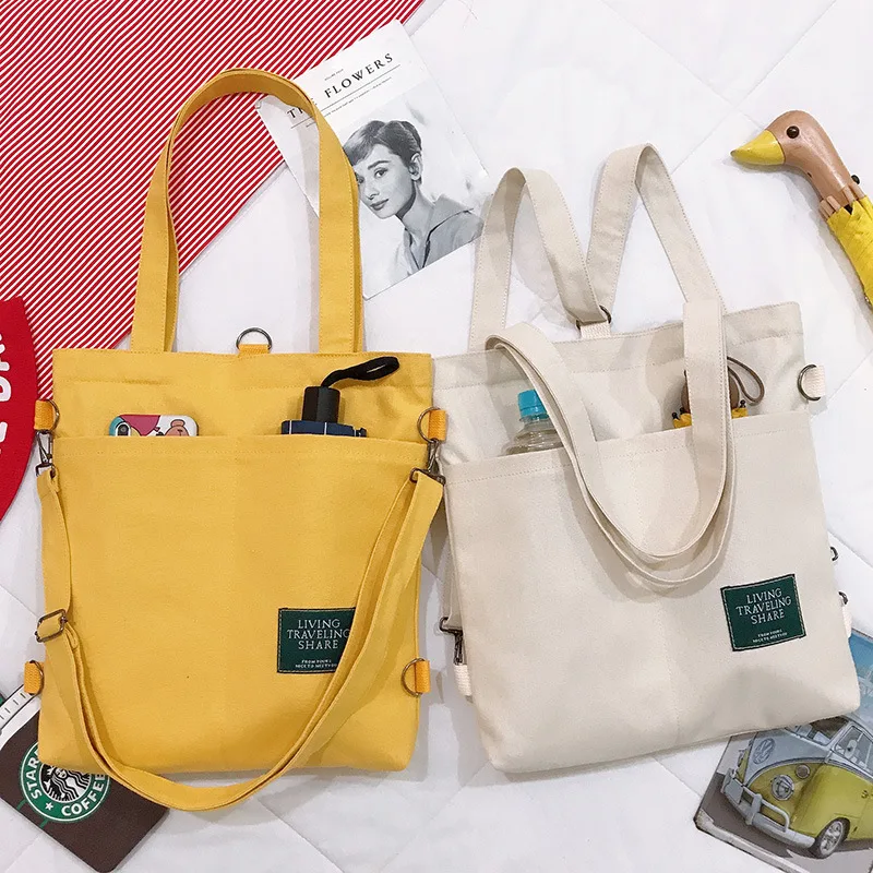 

High Quality Women Canvas Shoulder Bag Shopping Bags Students Book Bag Cotton Cloth Handbags Large Tote For Girls Wallet