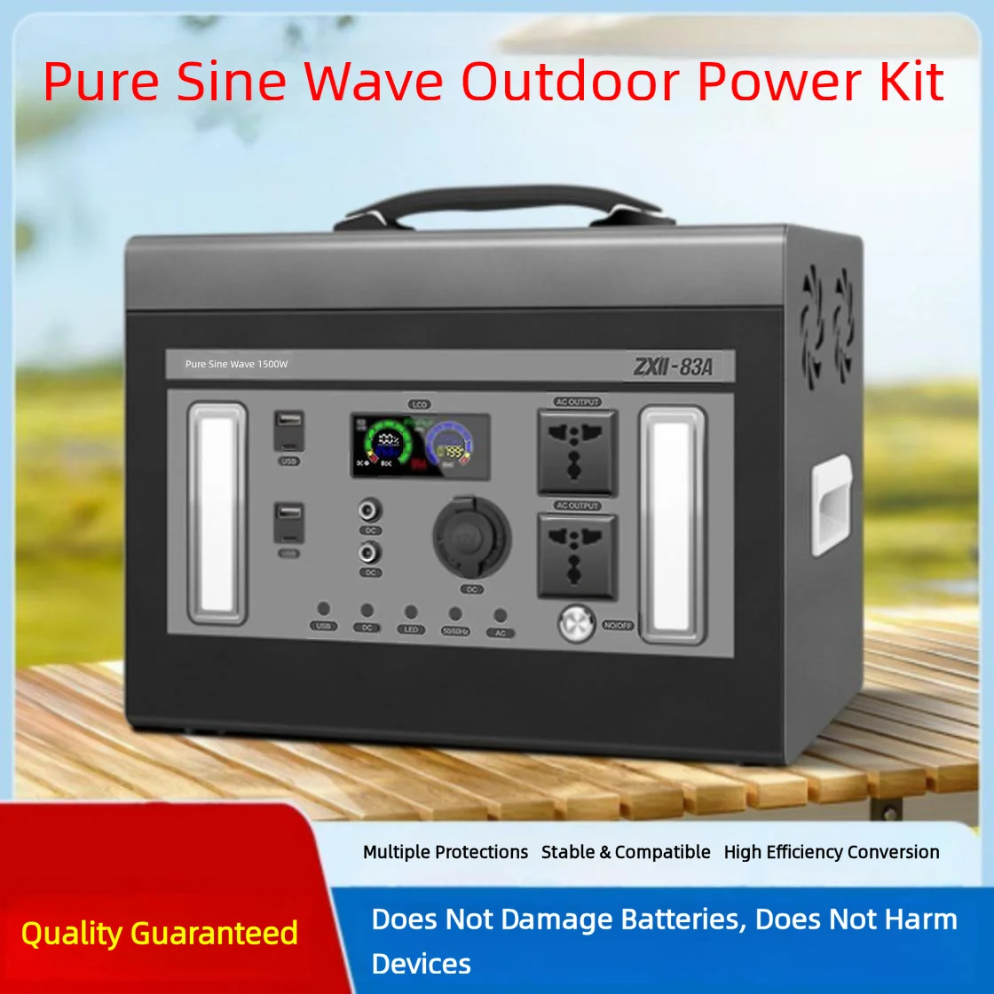 Pure Sine Wave Outdoor Portable Power Station Kit | 300W/1500W High Power Handheld Energy Storage Power Supply. Equipped with 6