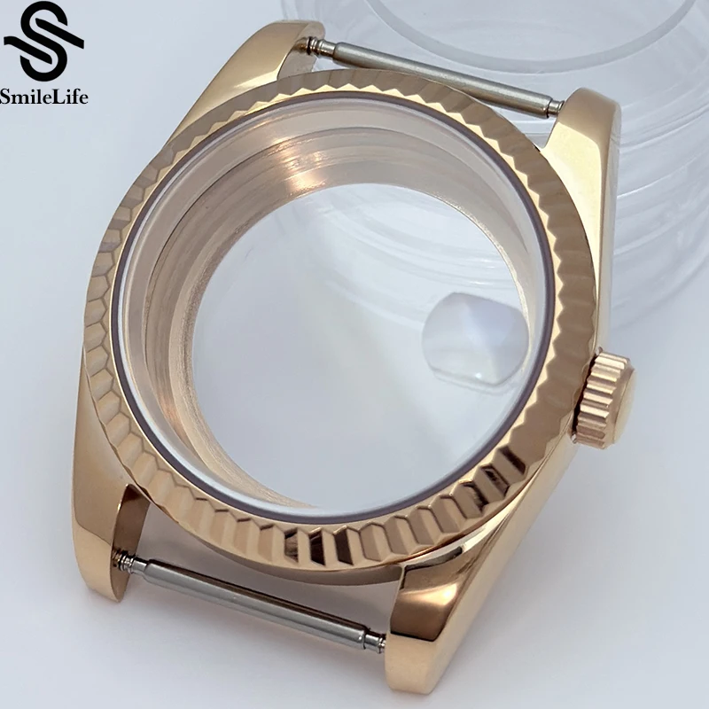 SmileLife Sapphire Glass 36 มม./39 มม.สําหรับนาฬิกาผู้ชายกรณี Fit NH34 NH35 NH36 การเคลื่อนไหวกันน้ําแฟชั่น Rose Gold 316L สแตนเลส