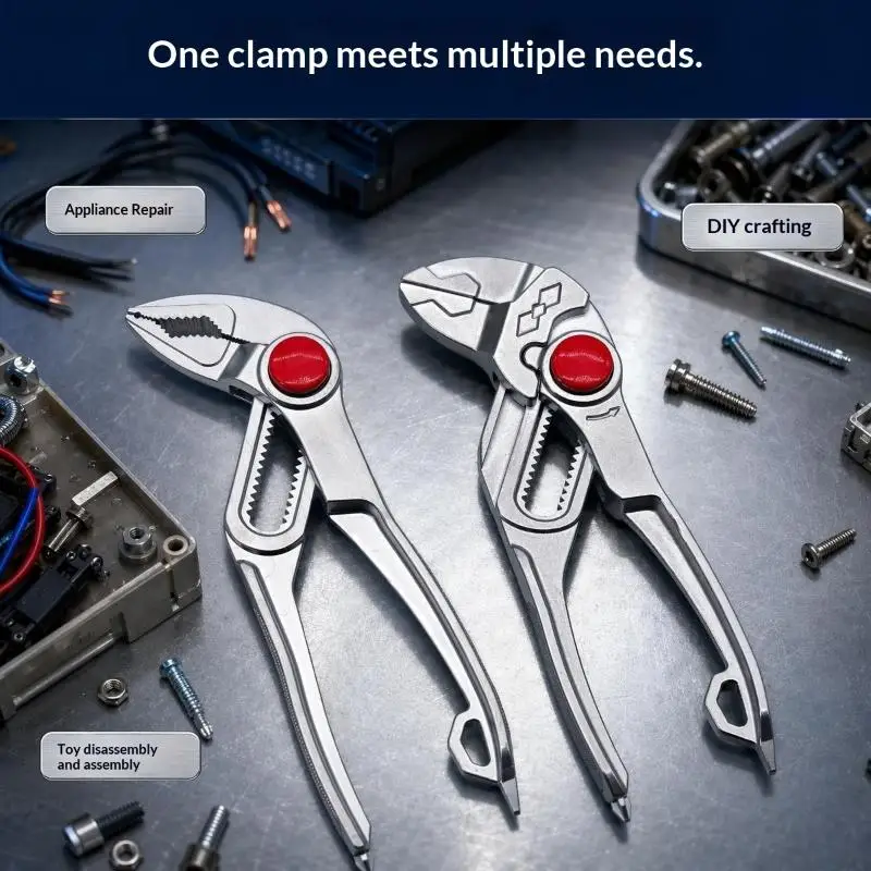 4 Inch Mini Groove Joint Pliers Push: Lock V Jaw Adjustable Multi Grip Car Auto Repair Mechanic