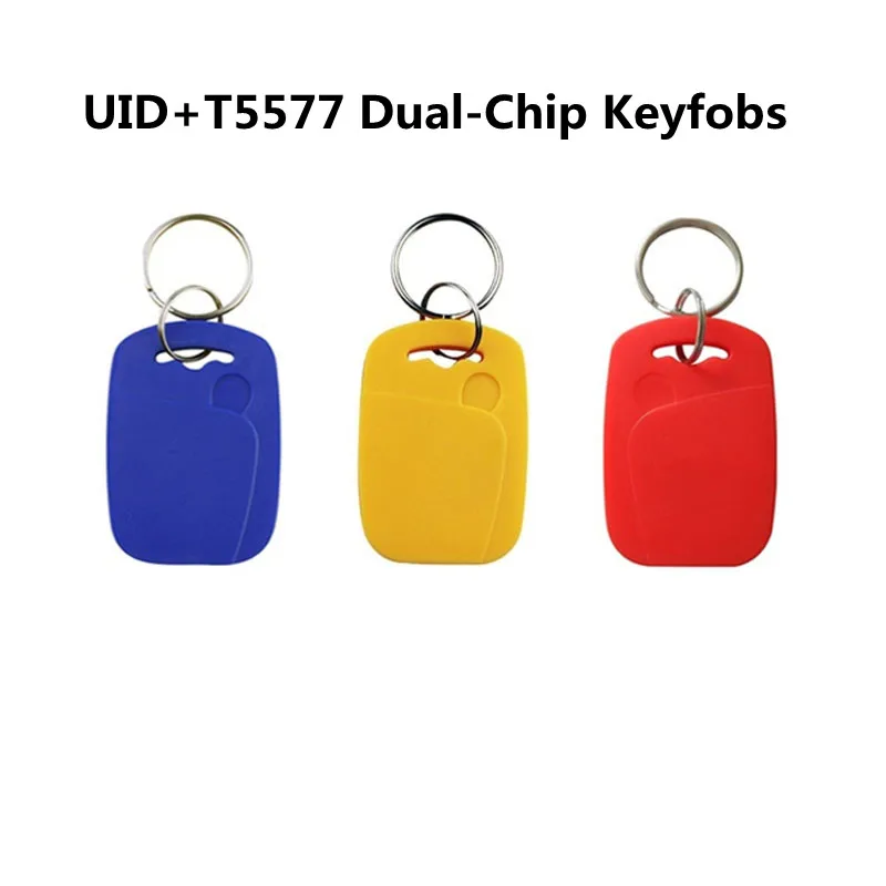 10pcs IC+ID Keyfob Dual Chip Frequency RFID 125KHZ T5577 EM4305+13.56MHZ UID Changeable Rewritable Composite Key access control