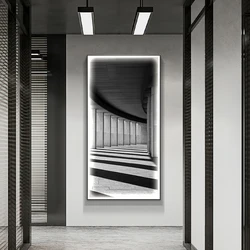 Entrance Decoration Painting Black And White Led Light Painting Space Extension Living Room Background Wall Lamps Mural