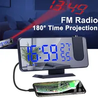 LED Digital Alarm Clock Electronic Table Watch Desktop Clocks USB Wake Up FM Radio Time Projector Snooze Projection 2 Alarms