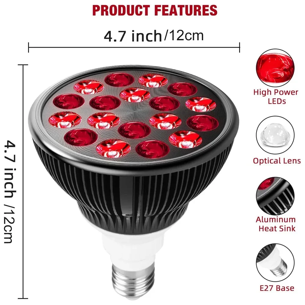 Red Light Therapy Lamp 660nm&850nm Infrared Combo Bulb for Skin Care Pain Relief and Recovery
