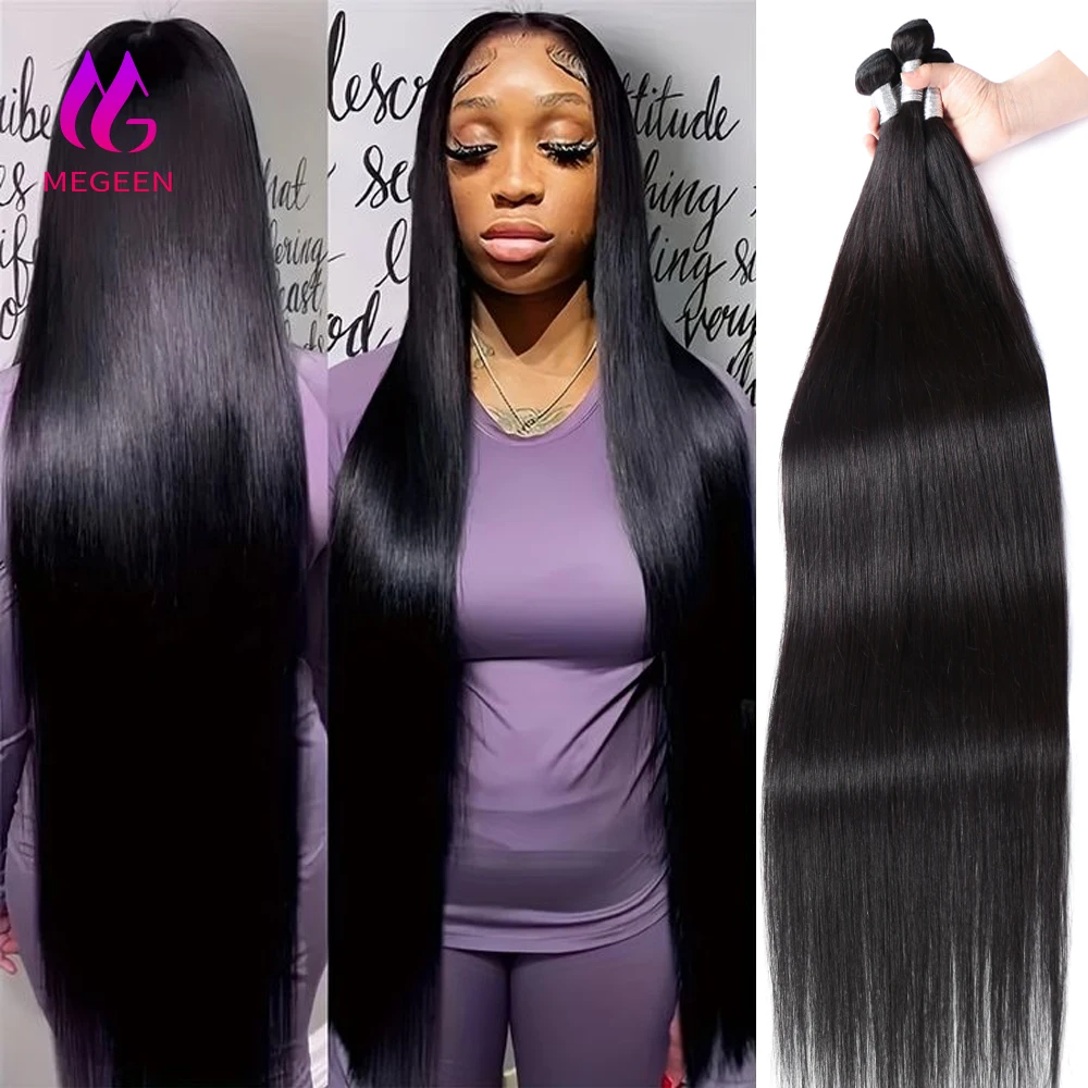 

Megeen, 12-32 дюйма, человеческие волосы, фотопрямые, 12 а, бирманские волосы для наращивания, 1/3/4 шт., не спутываются, не линяют, 1B, натуральный черный