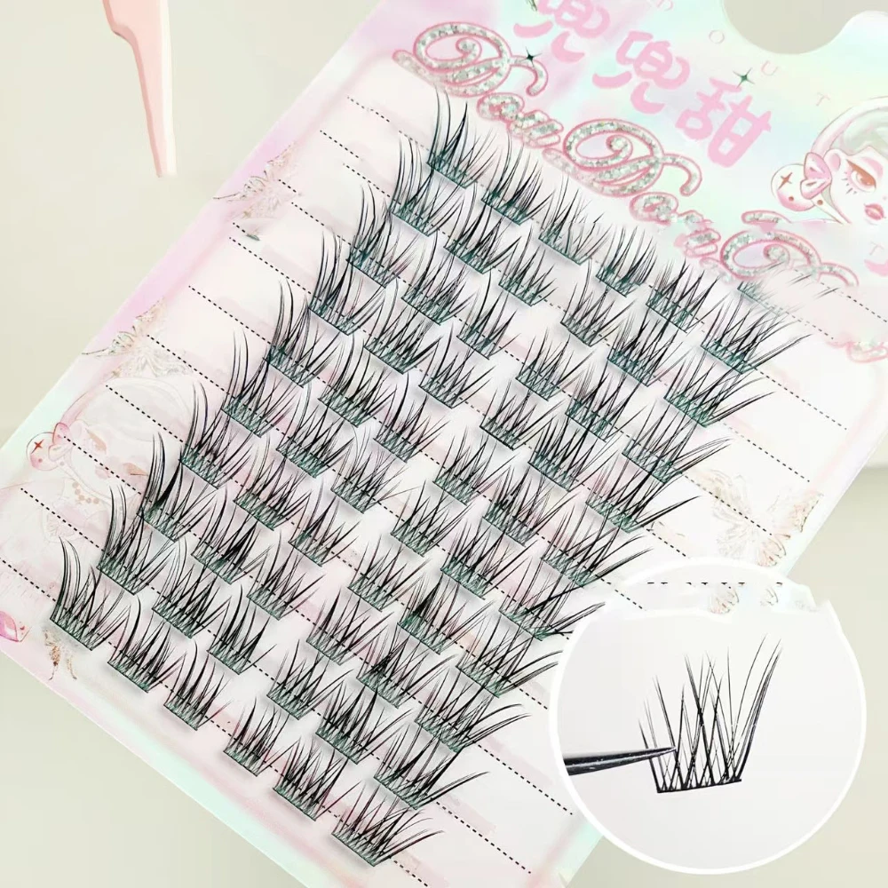 

Hot Selling Natural Soft Wispy False Eyelashes Enlarge Eyes Fans Shape Slant Flying Simulation Eye Tail Lengthened DIY Makeup