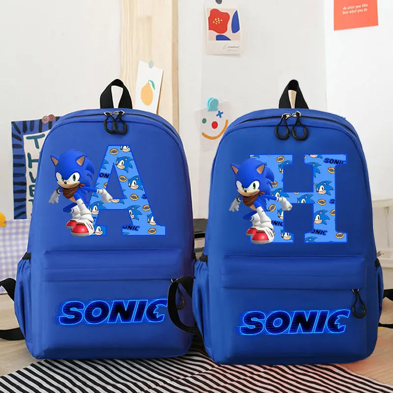 Zaino impermeabile in nylon Sonics per studenti Anime Letter AZ...