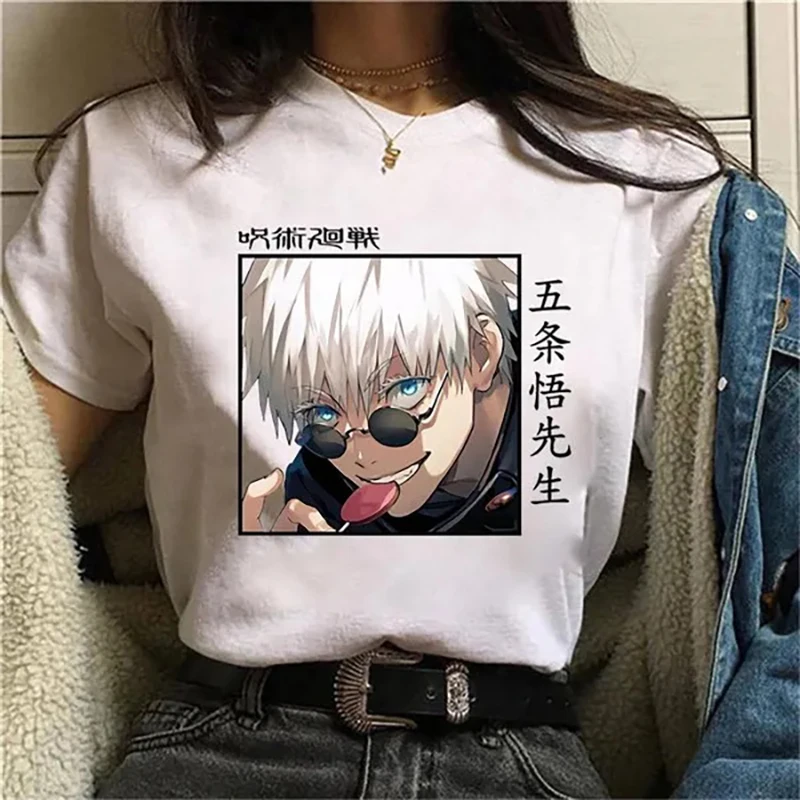 New Anime T Shirt Cool Gojo Satoru Printed Round Neck Short Sleeve Men/Women Fashion Casual Loose Tee Tops