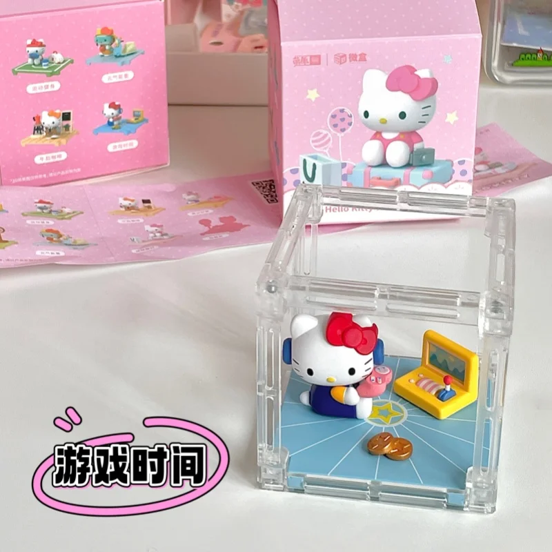 2024 Hot Genuine Sanrio Hello Kitty Happy Moment Mini Cute Kitty Cat Handmade Ornament Female Gift Girl Toy Figurines Model