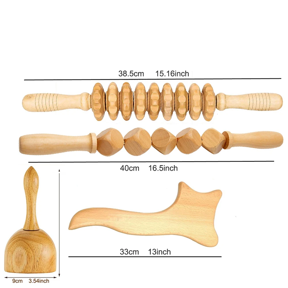 Wooden Lymphatic Drainage Massager Body Sculpturing Anti Cellulite Maderoterapia Set Colombian Wood Therapy Tools for Men Women