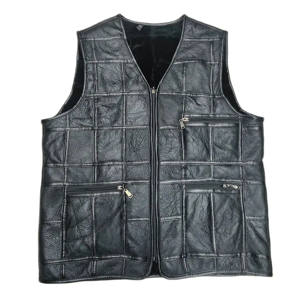 

Fall Winter 100% Natural Sheepskin Leather Vest Men Thick Warm Real Leather Gilets Men Outdoor Casual Genuine Leather Waistcoat