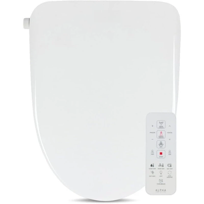 BIG SALE-Elongated White Bidet Toilet Seat    Low Profile Endless Warm Water Arced Nozzle LED Nightlight Dryer Deodorizer 3 Y