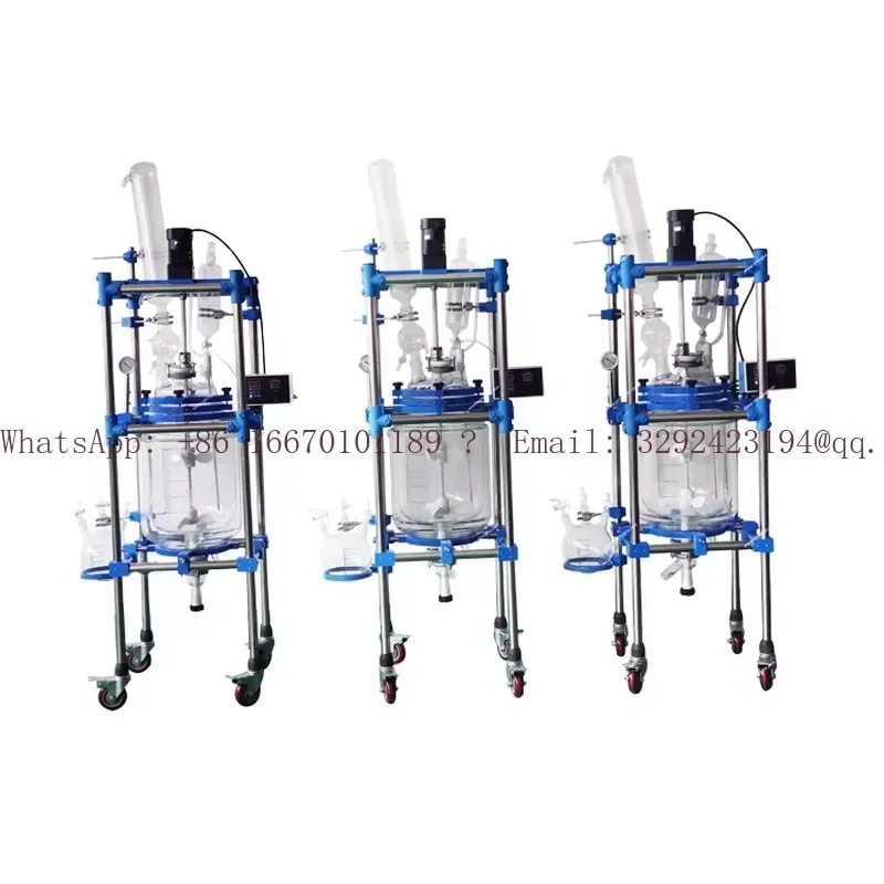 XINCHEN Brand 10L Jacketed Glass Reactor Bioreactor Reaction Kettle Core Components PLC Pressure Vessel Engine Motor