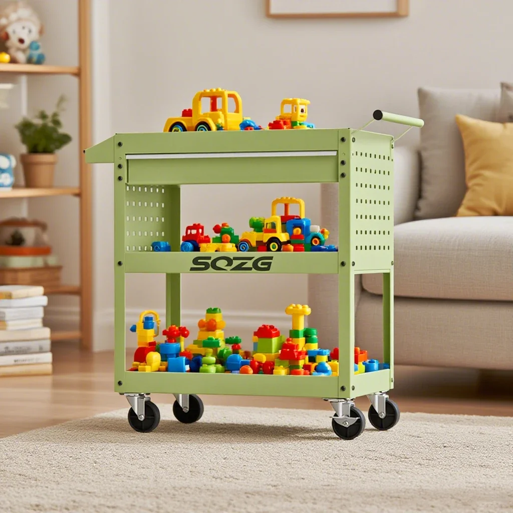 Household three-layer trolley, movable trolley, daily necessities storage, floor shelf, books, green plants trolley