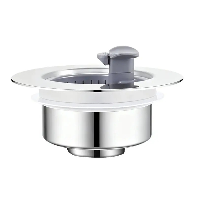 

AB11-Advanced 304 Stainless Steel Kitchen Sink Filter - -Up Drain Stopper With Double Filtration, Anti-Clog & Anti-Odor