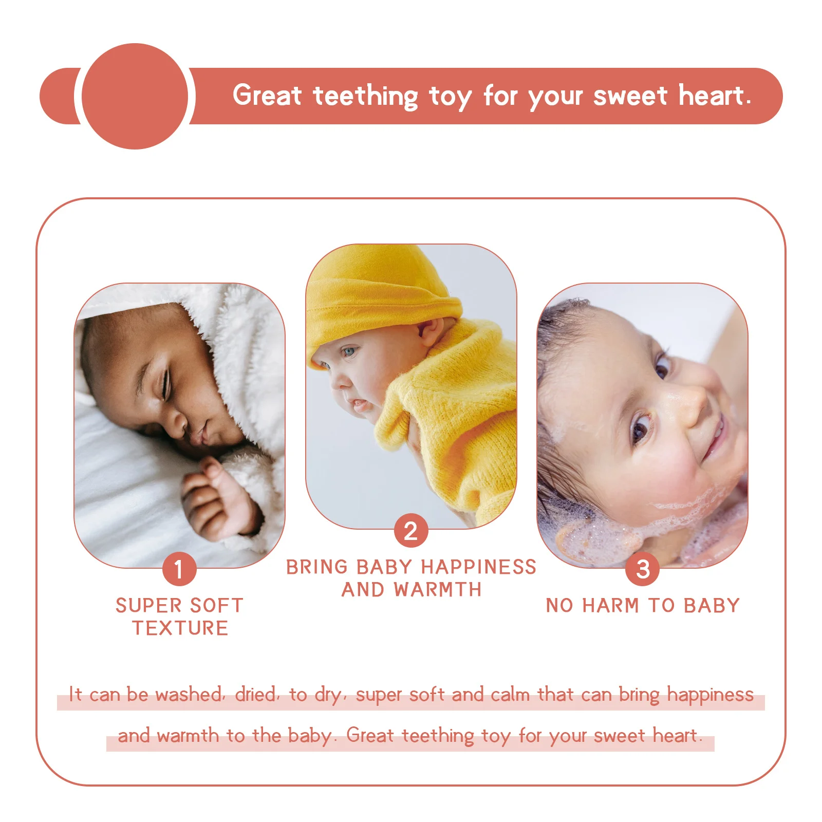 Panno per dentizione scimmia realizzato in cotone premium 16 etichette interattive Panno da masticare per bambini per lenitivo ed esplorazione Cura dentale infantile