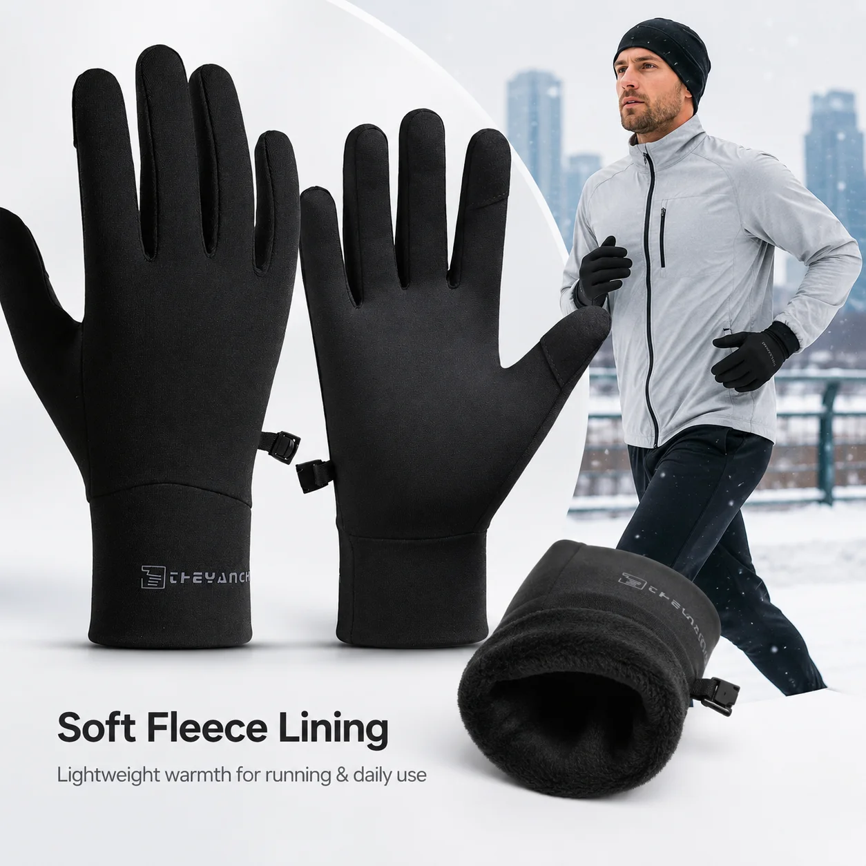 Winter Touchscreen Running Gloves for Men and Women, Fleece-Lined Water-Resistant Thermal Gloves for Cycling Hiking Driving