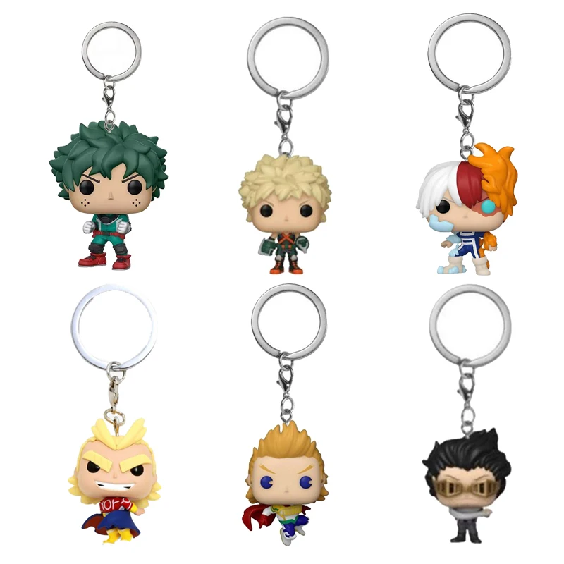 Llavero de juguete con figuras de anime japonés de Bakugo, Deku, Erashrhead, Mirio, Togata, All Might y Shoto Todoroki