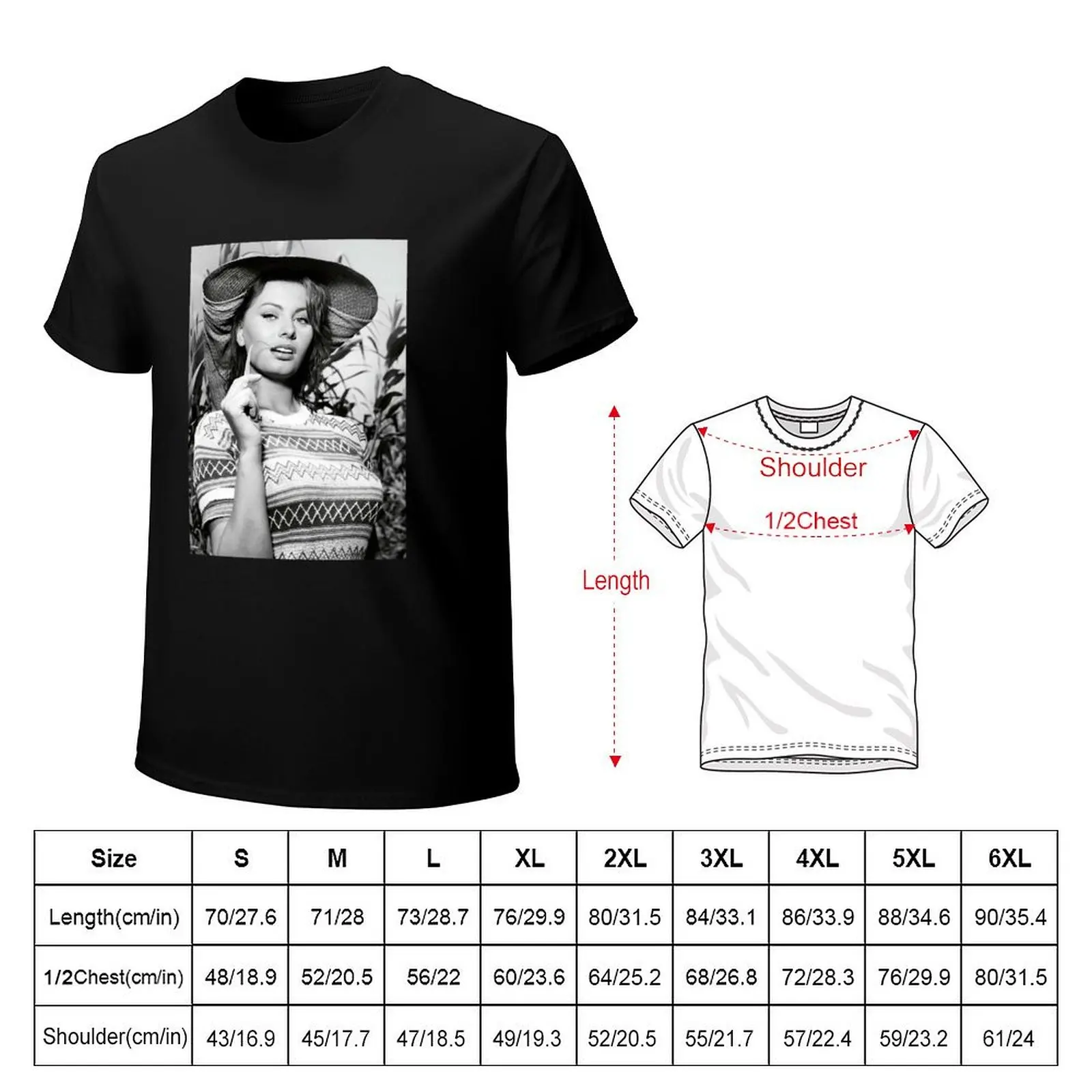 Natural Passionate Joy Acting Sexy Beauty Sophia Loren Retro T-Shirt Big and Tall Crew Neck Tee