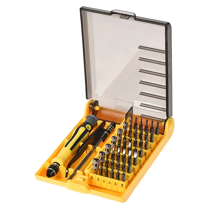 45 em 1 conjunto de chave de fenda de precisão bits multi-bit parafusos drivers reparação ferramentas manuais kit com haste de extensão e pinça
