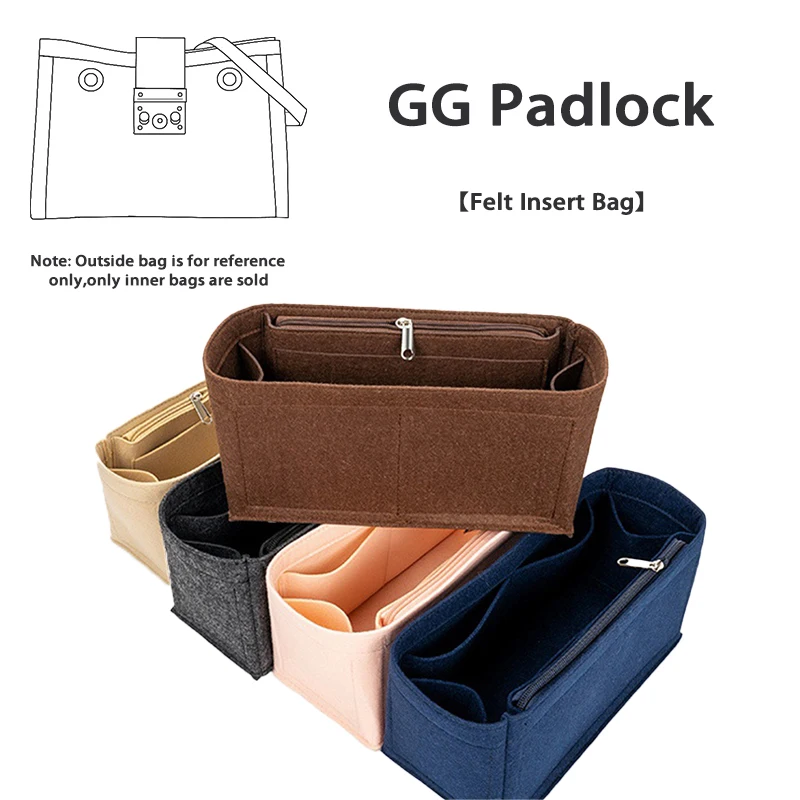 EverToner Fits For GG Padlock Felt Cloth Insert Bag Organizer Makeup HandbagTravel Portable Cosmetic Inner Bag