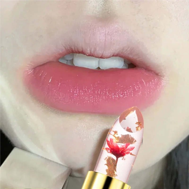 Temperatur Farbwechsel Lippenstift Kristall Gelee Blume Lippen balsam transparent dauerhafte feuchtigkeit spendende Frauen Lippen Make-up Kosmetik