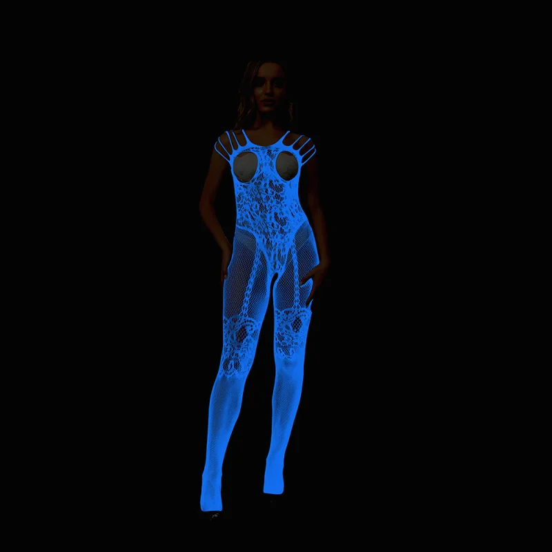 

2025Spring New Nylon Luminous Jacquard Mesh Top One-piece Open Crotch Pantyhose High Elastic Breathable Mesh