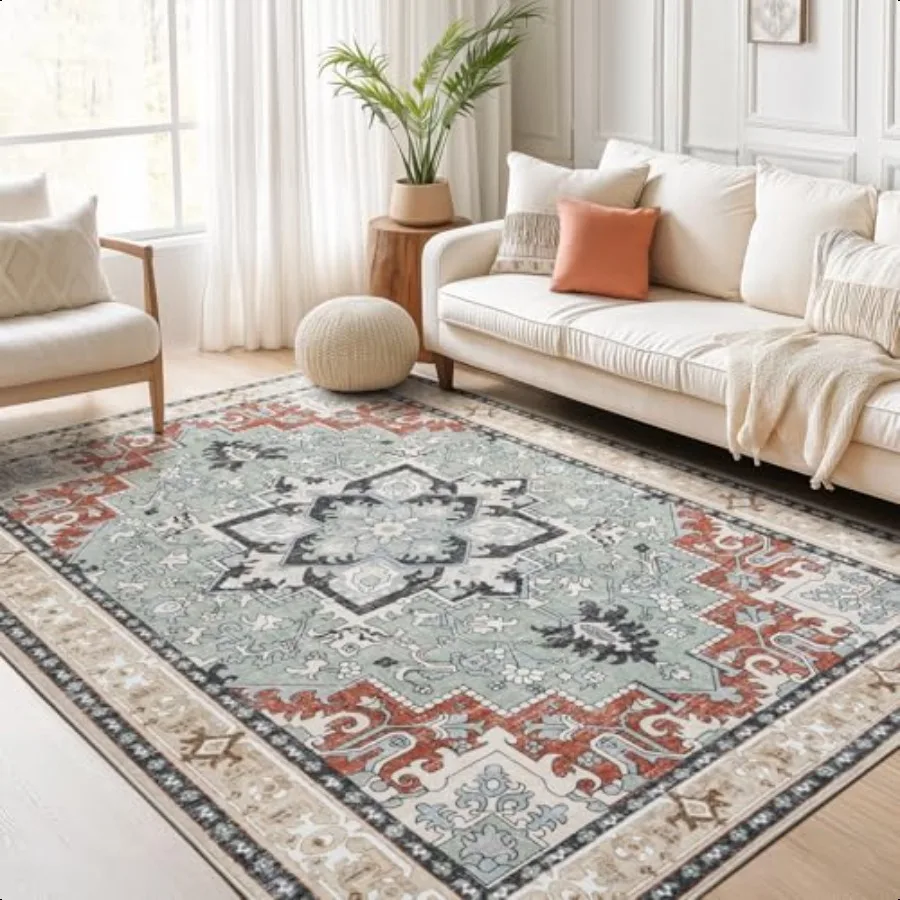 

5x7 Area Rugs for Living Room and Bedroom hine Washable Rug for Kitchen Office Non Slip Low Pile Carpet for and Pets Boho Soft