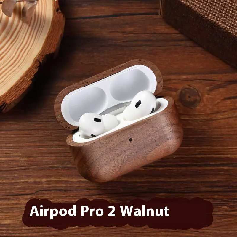 Fashionable Wooden Bluetooth Earphone Protective Case Suitable For Apple Airpods 1 2 3 Pro2 Pure Handmade Protective Case