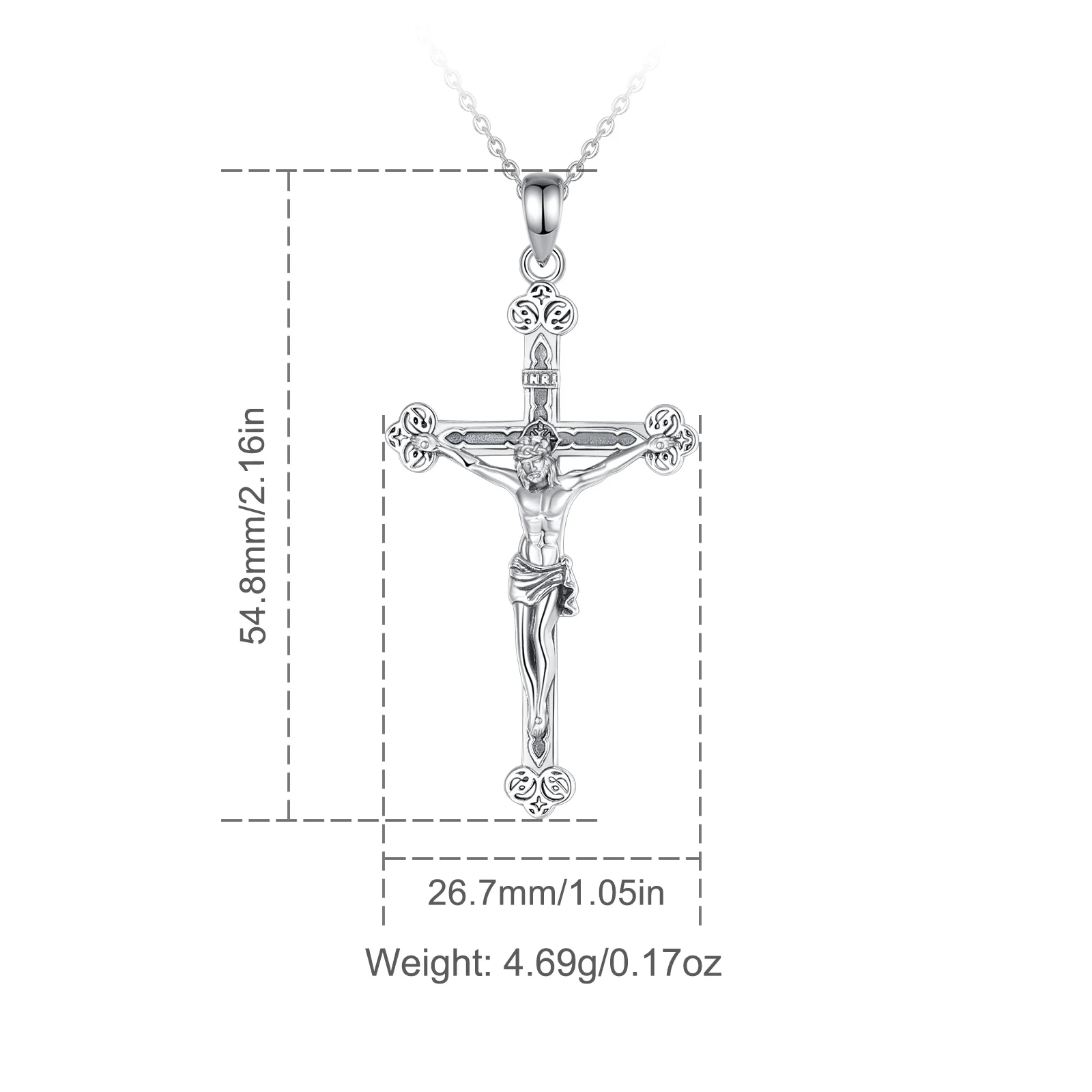 Eudora New 925 Sterling Silver Crucifix Cross Necklace Jesus Amulet Religious Pendant Men Women Jewelry Personality Gifts