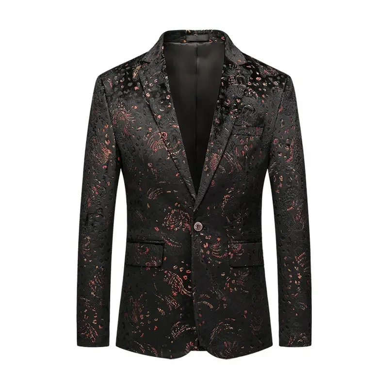 

2023 Men's Business Fashion Casual Single Piece Suit Coat One Button Embossed Suit Men's